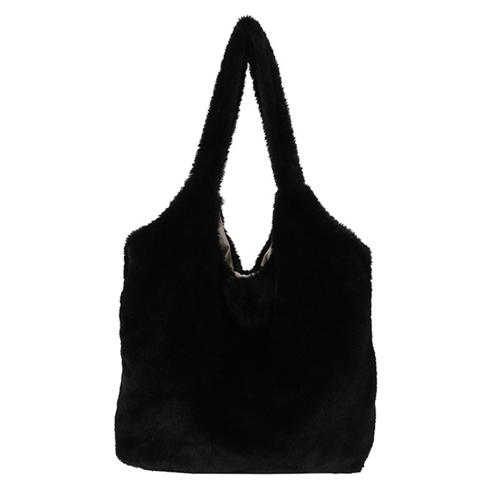 Women Soft Shoulder Bag Large Capacity Casual Shoulder Bag Solid Color Fluffy Armpit Bag Fashion Outdoor Bag