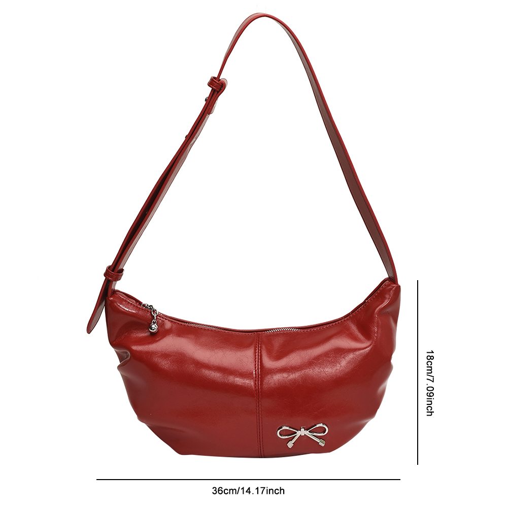 Women Crossbody Bag Adjustable Strap PU Leather Crescent Bag Solid Color Dumpling Bag Hobo Bag for Vacation Travel Commuting
