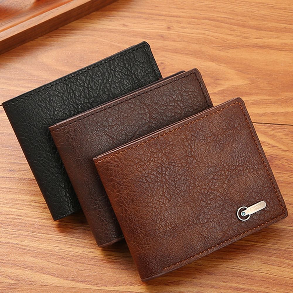 Men Purse Black Coin Wallet Male Business ID Cards Holder PU Leather Multiple Slot Casual Large Capacity Money Bag