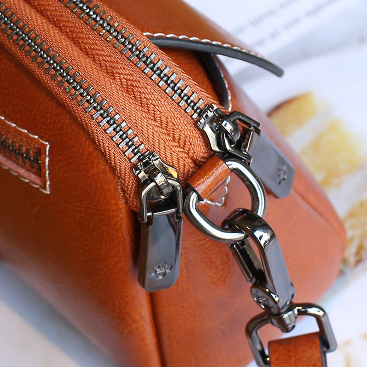JIOMAY-Women's Leather Shoulder Double Design Crossbody Bag Designer Handbag Famous Brand Ladies Casual Totes Bags