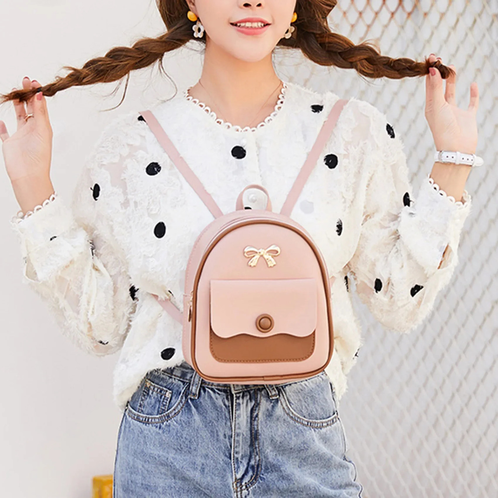 Fashion Casual Women Mini Backpack PU Leather Small Bag School Girl Backpacks Korean Style Ladies Cute Travelling 241029