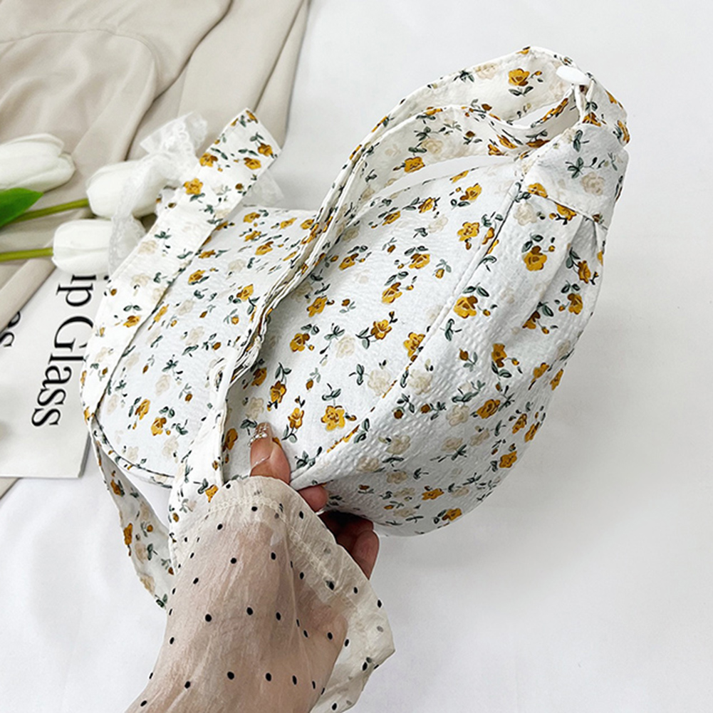 Women Floral Shoulder Bag Large Capacity Flower Crossbody Bag Adjustable Strap Simple Tote Handbag Girls Outdoor Daily Bag