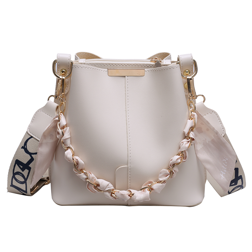 Luxury Chain Shoulder Bag PU Leather Trendy Crossbody Bag Large Capacity Top Handle Bag with Wide Strap for Women