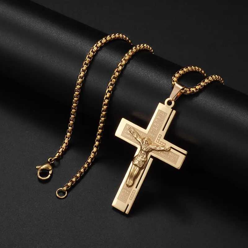 Personalized Creative Design Religion Jesus Christ Cross Pendant Talisman Simple Mens and Womens Necklace Y241108