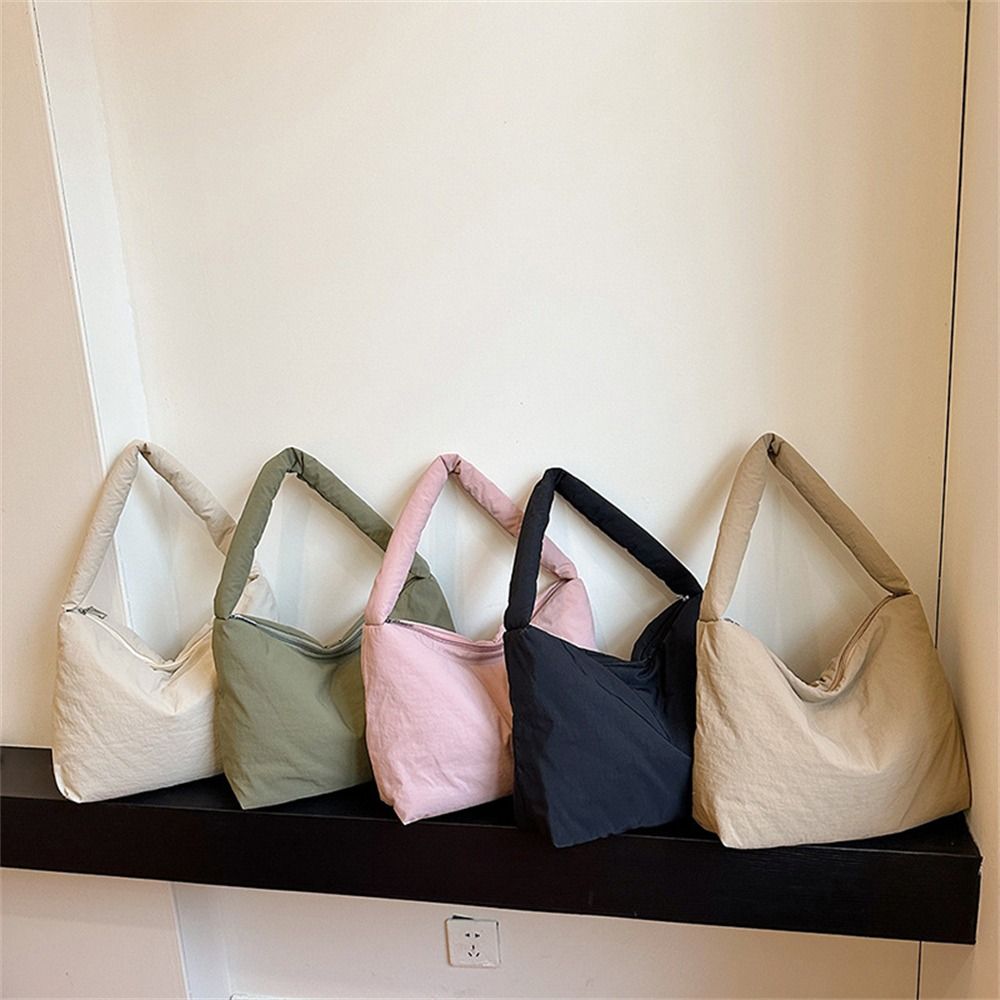 Solid Color Shoulder Messenger Bags Large Capacity Down Cotton Padded Quilted Totes Lightweight Underarm Bags for Women Girls