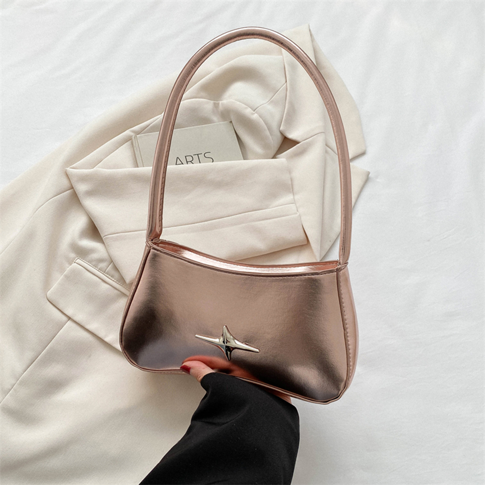 Women Fashion Underarm Bag Star Zippers Shoulder Bag Solid Casual Handbags