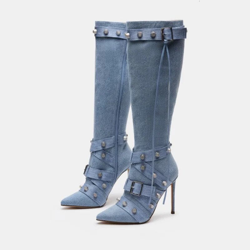 Autumn Winter European And American Style Rivet Motorcycle Women's Sexy Nightclub Spicy Girl Zipper Boots