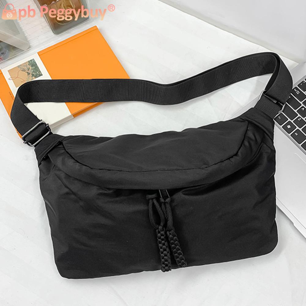Shoulder Bag Men Women Nylon Crossbody Chest Bag Zipper Large Capacity Waterproof Lightweight Fashion Hip Hop Waist Bag