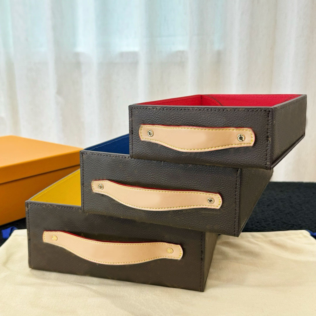 Cases Bags george desk tray jewelry case office storage box accommodates a4 documents canvas pochette accessoires three piece set