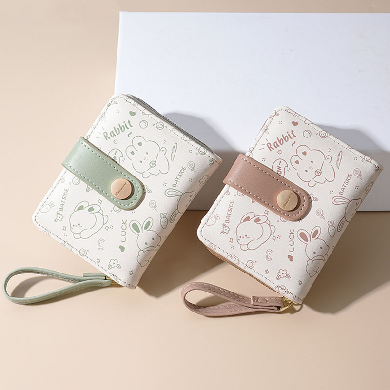 Japanese Cute Girls Wallet Short Student ID Bank Card Holder Money Bag Zipper Wallets For Women Key Storage Purse Coin Purse