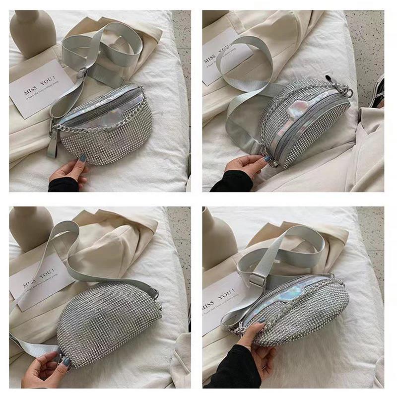 Practical Fanny Pack Diamond Waist Belt Bag Luxury Designer Shoulder Bags For Women Fashion Handbag Chain Chest Crossbody