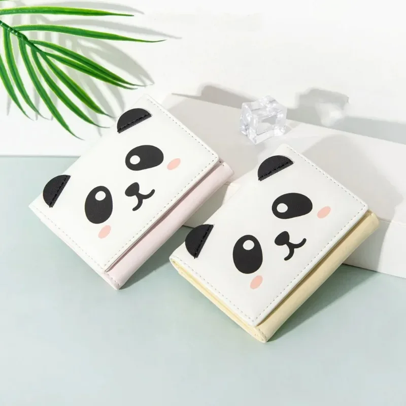 Cute Panda Small Money Clip Pocket Wallets for Students Mini Coin Purse Ultra-thin Small Buckle Card Bag Billetera Para Hombres
