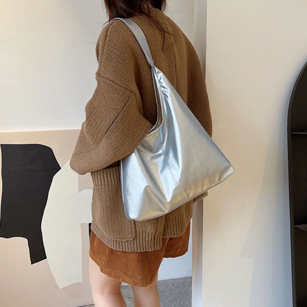 Casual Square PU Leather Tote Bag Purse Solid Color Shoulder Crossbody Bag Korean Style Large Capacity Women Handbag Streetwear