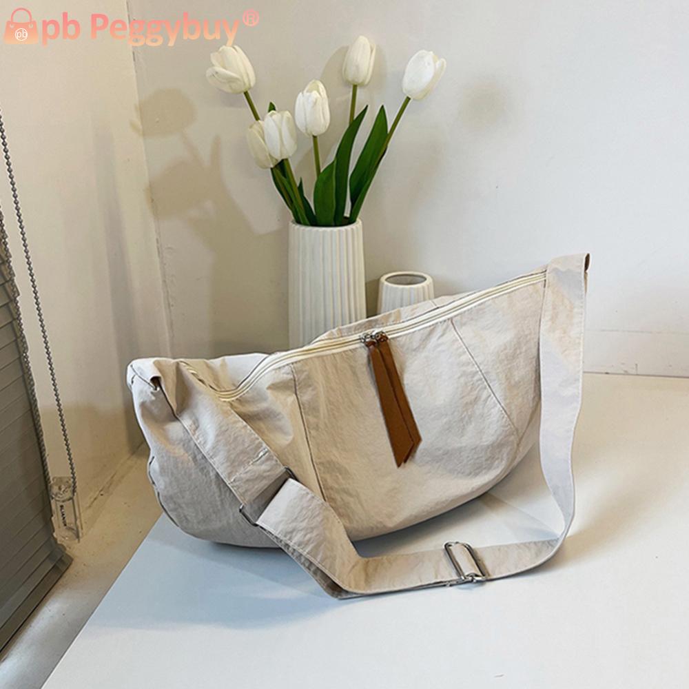 Women Dumpling Bag Half Moon Bag Adjustable Strap Travel Sling Bag Zip Closure Solid Color Shoulder Bag Hobo Sling Bag