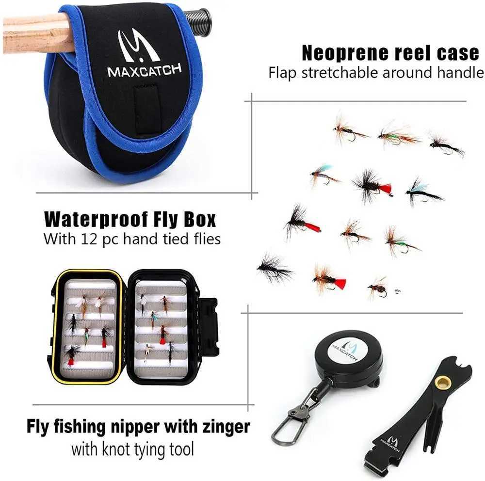 Maximumcatch 3-8WT fly fishing rod and reel combination kit 86 /9 with fast fly rod pre sporulation fly reel line and triple tube W241108