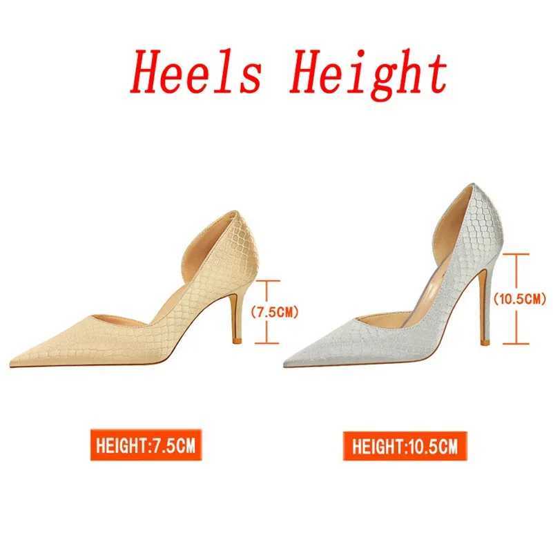 Wen 7.5cm 10.5cm high H Fi pump Lady Plus size satin green gold Sier wedding high-heeled shoes low H fetish party shoes Y250319