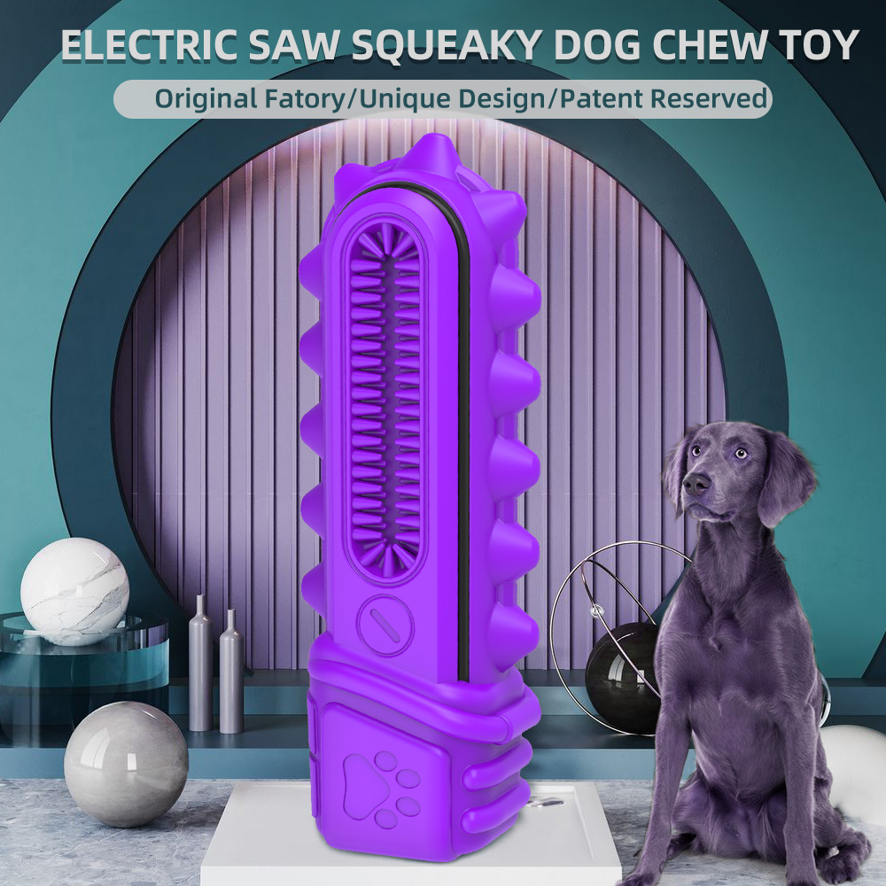 Kinyu Pet Supplies Original Factory 2023 Dropshipping Product Purple Saw Shape Dog Teeth Cleaning Squeaky Durable Chew Dog Toy
