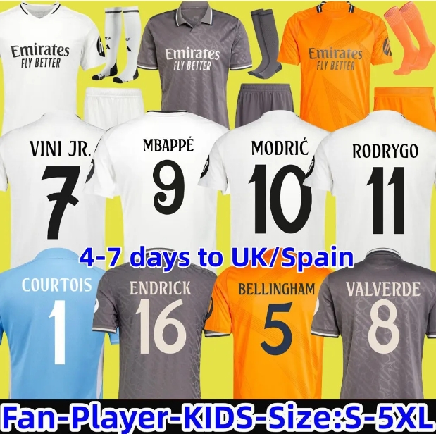 4XL 5XL 24 25 BELLINGHAM MBAPPE Soccer Jerseys VINI JR. MODRIC 2024 2025 CAMAVINGA Football Shirts VALVERDE TCHOUAMENI BRAHIM Player Men Uniforms kids kits sets