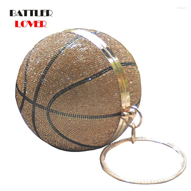 Free Shipping Drawstring Ladies Round Evening Bag Rhinestone Shiny Basketball Purse And Handbags For Women 2024 Dia Ball Clutch Designer Bag Luxury Ba