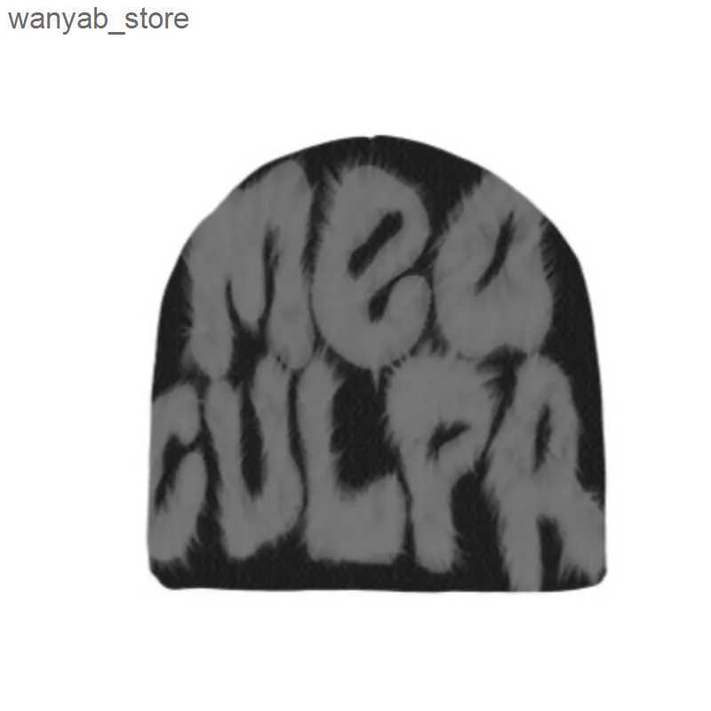 Beanie/Skull Caps Beanie Quality Rabbit Fur cashmere Cap Hoods Beanies Y2K Men Women Hat Kpop Ins Net Red Design Caps Hats Winter L240910 L0910