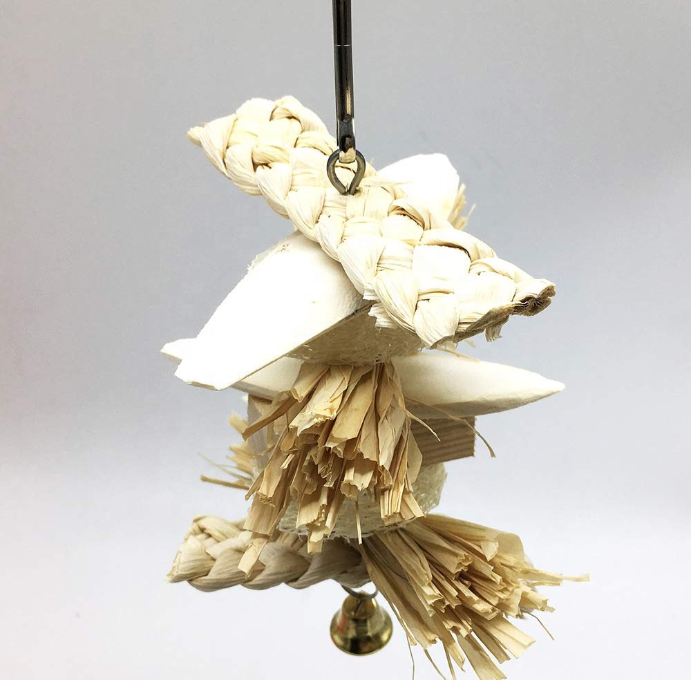 Bird Toy Parrot Bite Corn Leaf Cuttlefish Bone Chewing Loofah Grass Silk Pet Bird Cage Decorative Accessories Toy