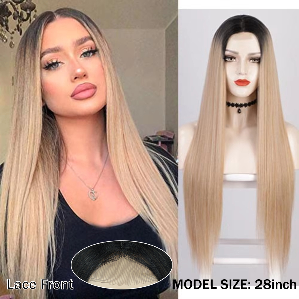 130Density Lace Frontal Wig front Straight Lace Front Hair Wigs For Black Women Long Cosplay Synthetic Wig Preplucked
