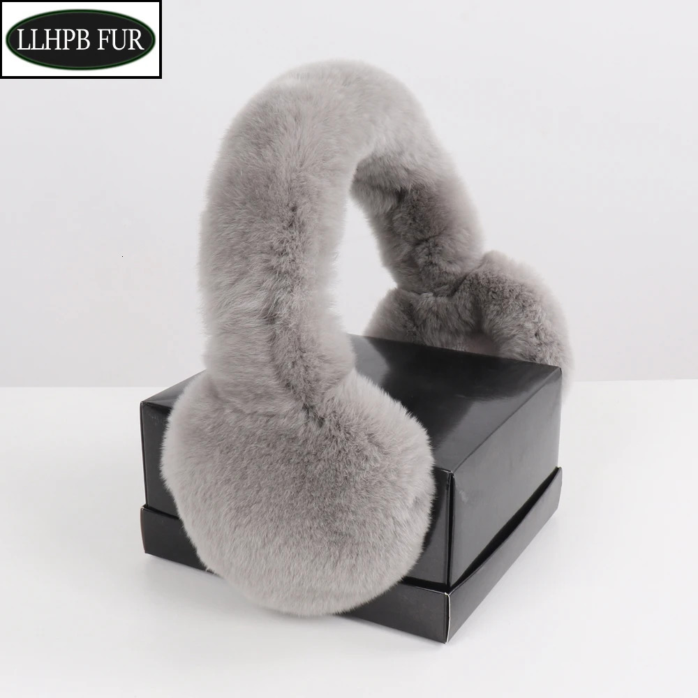 Fashion Girls Real Fur Earmuffs Russian Women Winter Warm Natural Rex Rabbit Fur Earmuff Fluffy Elastic Genuine Fur Earflaps 241107