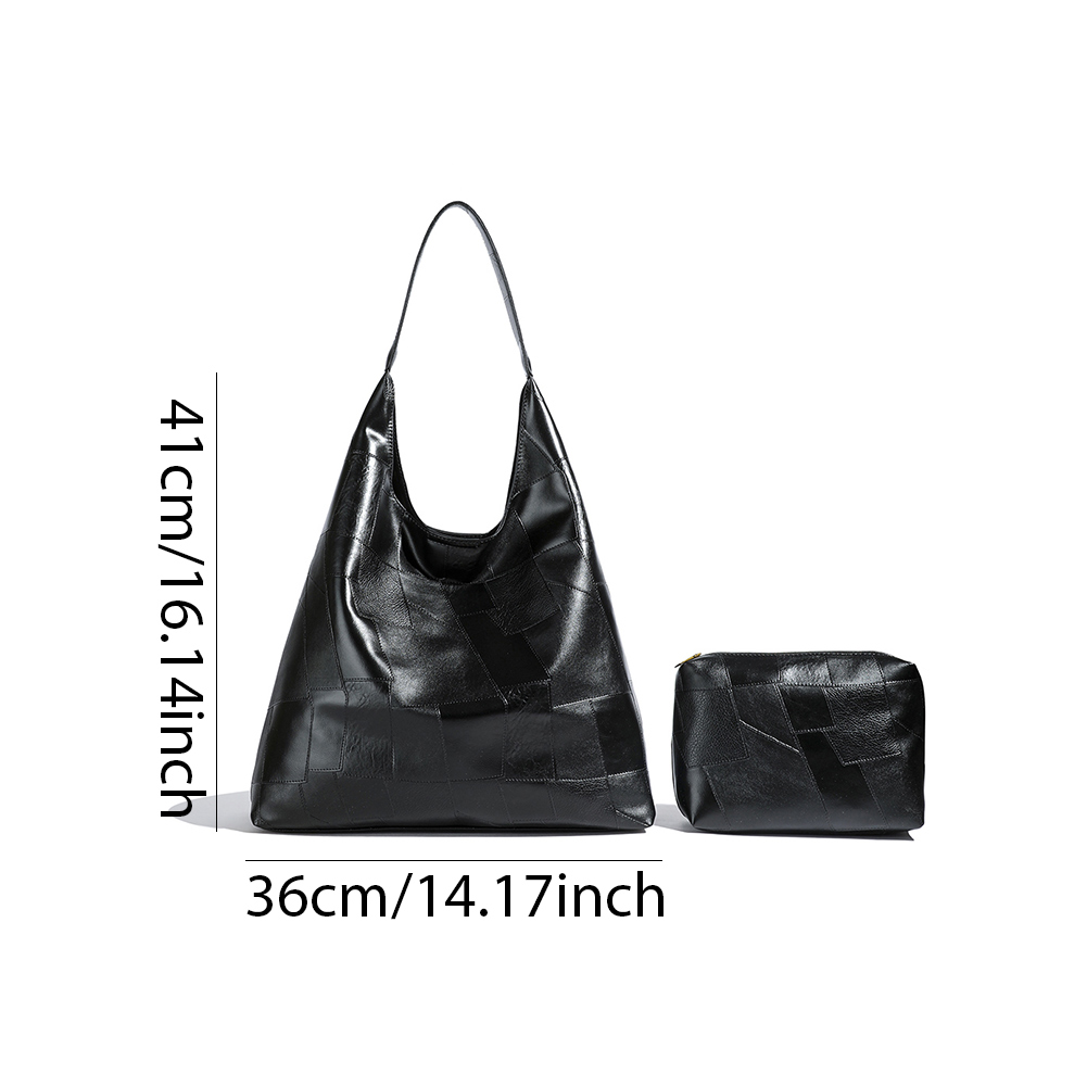 Autumn and Winter Vintage PU Women's Bag Large Capacity Trendy Shoulder Bag Solid Color Simple Casual Commuter Bag Retro Handbag