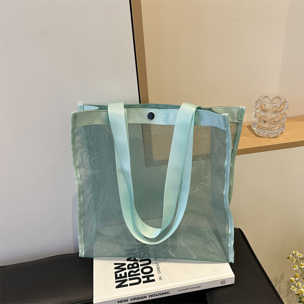 Women Hollow Tote Handbag Large Capacity Shopper Storage Bag Solid Color Simple Shopping Bag for Summer Seaside Trip