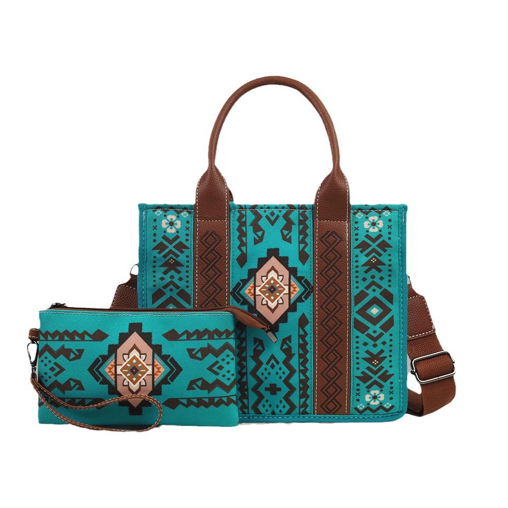 2-piece Bohemian Ethnic Style Handheld Crossbody Mother Retro Tote Lion Ridge Bag