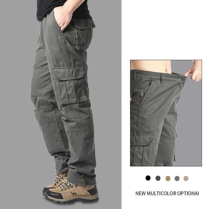 Big Size Mens Casual Sports Pants Stretch Waist Tactical Cargo Pants Man Hiking Pants Joggers Cotton Trousers LX241107