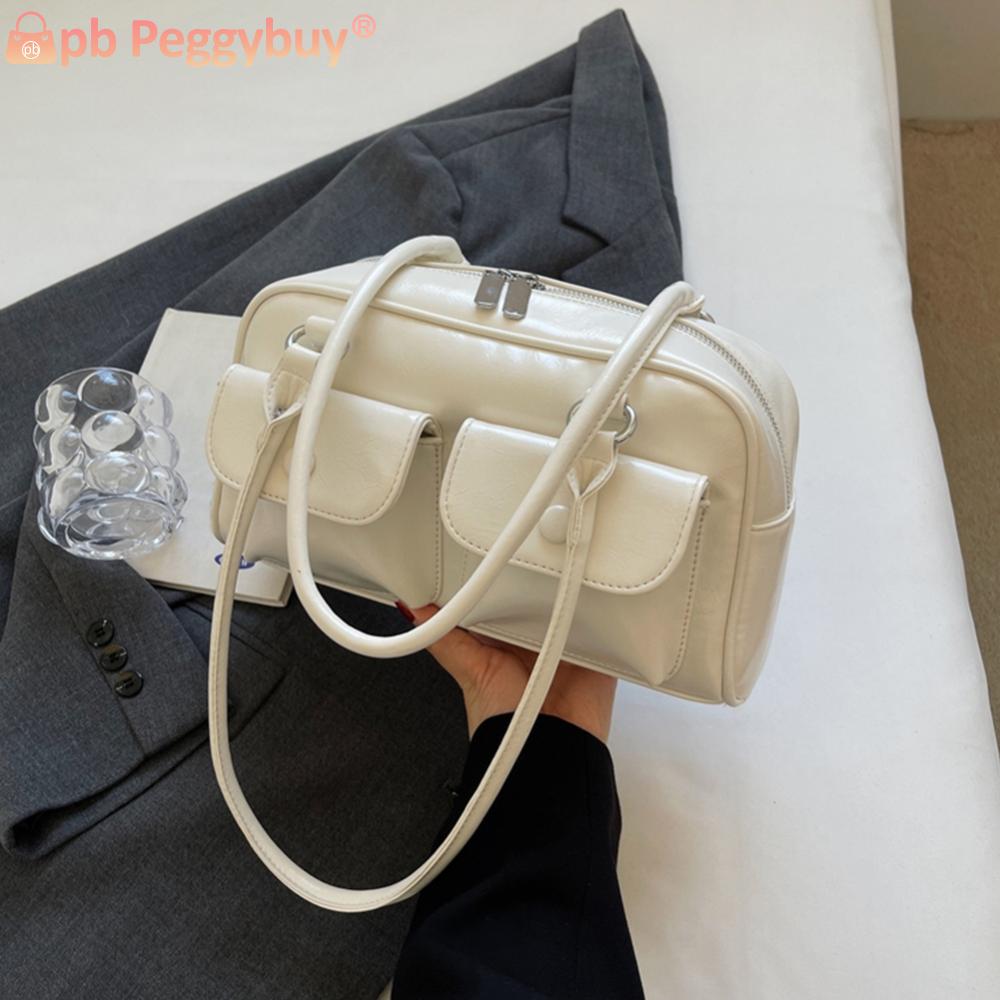 Women Satchel Hobo Bag Multi Pocket Pu Leather Boston Tote Bag Solid Crossbody Bag Underarm Bag Travel Commuter Bag