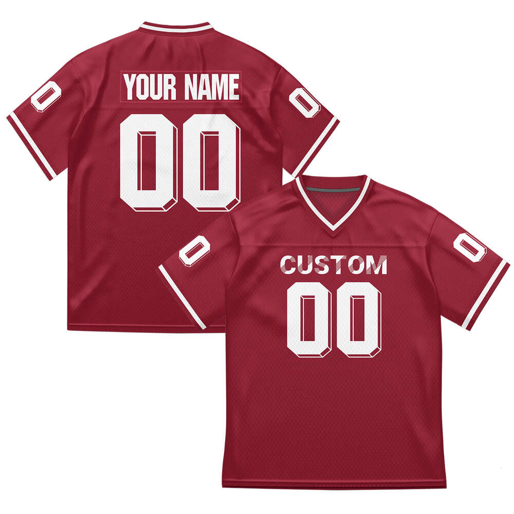 2025 Personalized Jersey Printed Letter Number Football Tee Shirt Athletic Uniform Big Size