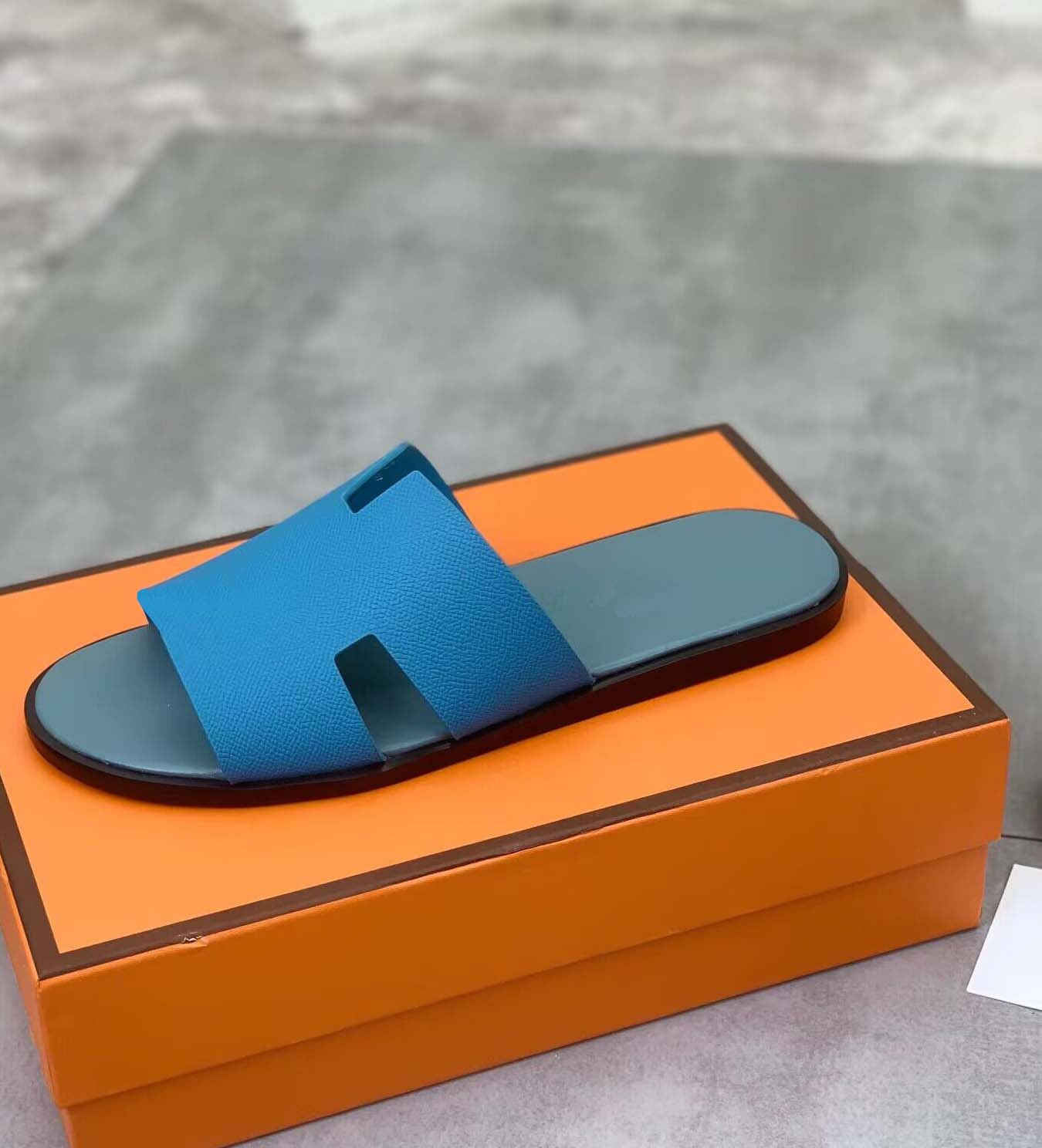 Brand Mens designer izmirs flat leather flip flop slipper casual mules sandals outdoor summer beach shoes