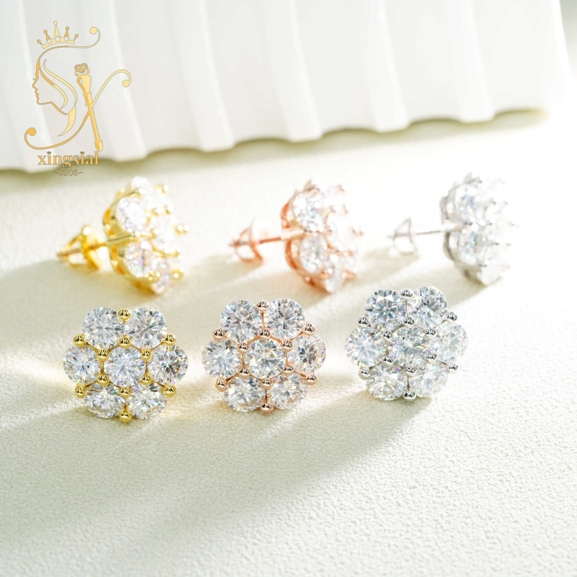 Hiphop style passed dia test wer shape round cut VVS DEF sterg sier women men moissanite earring