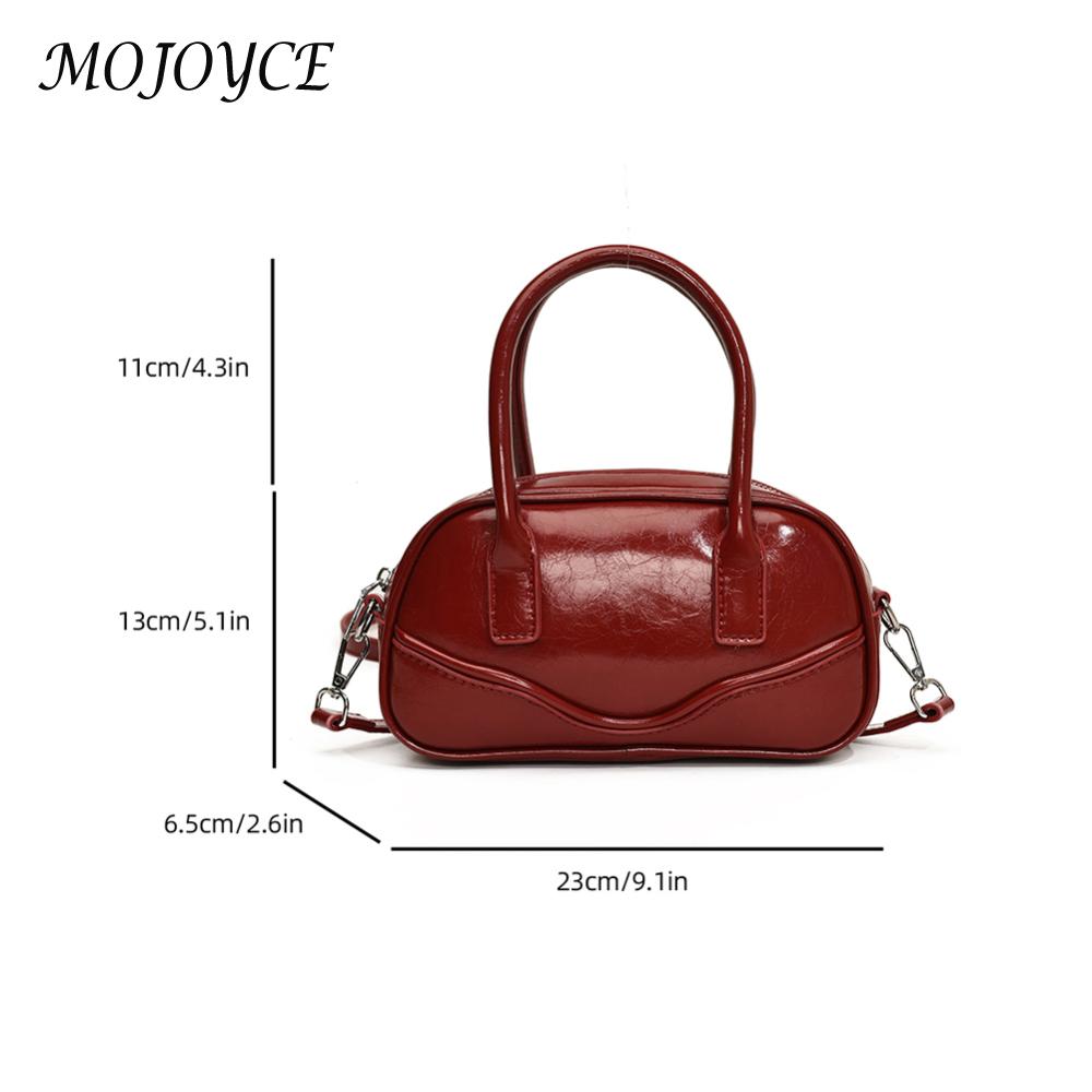 Handheld Bowling Bag PU Leather Crossbody Bag Fashion Shoulder Bag Versatile for Women Work Shopping Travel