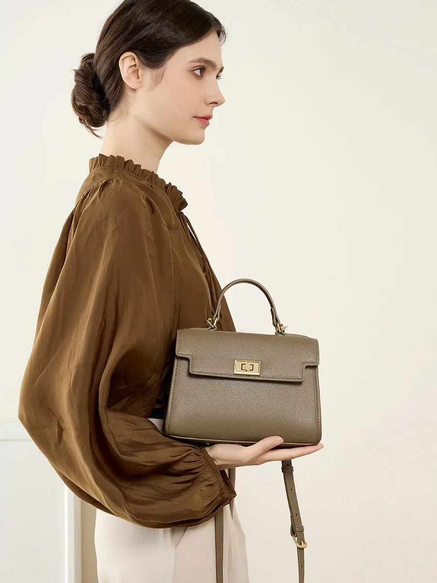 2024 New Popular Versatile Cowhide Premium Genuine Kelly Mini Crossbody Handheld Small Bag Women's Classic