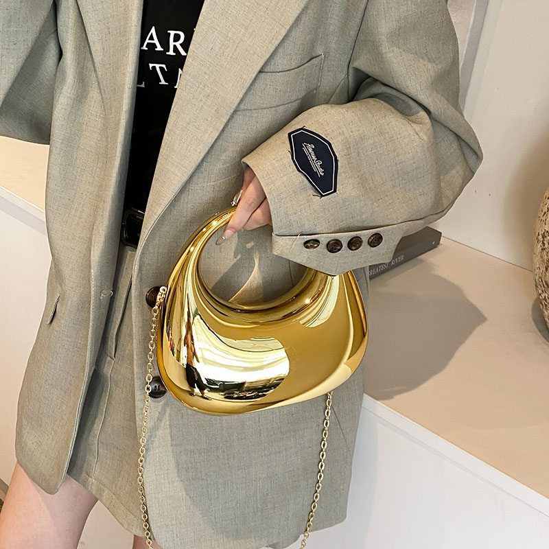Acrylic Tote Hobo Bag Y2k Crossbody Bag with Detachable Chain Strap Shoulder Bag Moon Shape for Women Wedding Cocktail Party