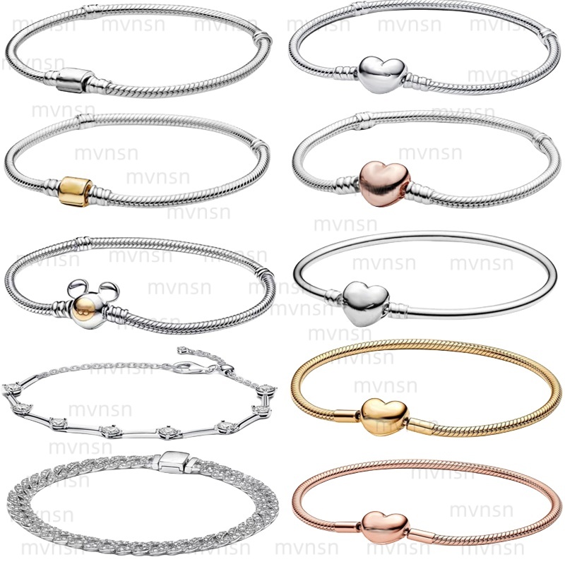 Designer Bracelets for women Christmas Jewelry Gift 925 silver Snake bone chain Cuban Chains Charms Rainbow Heart Bracelet Set gifts with box