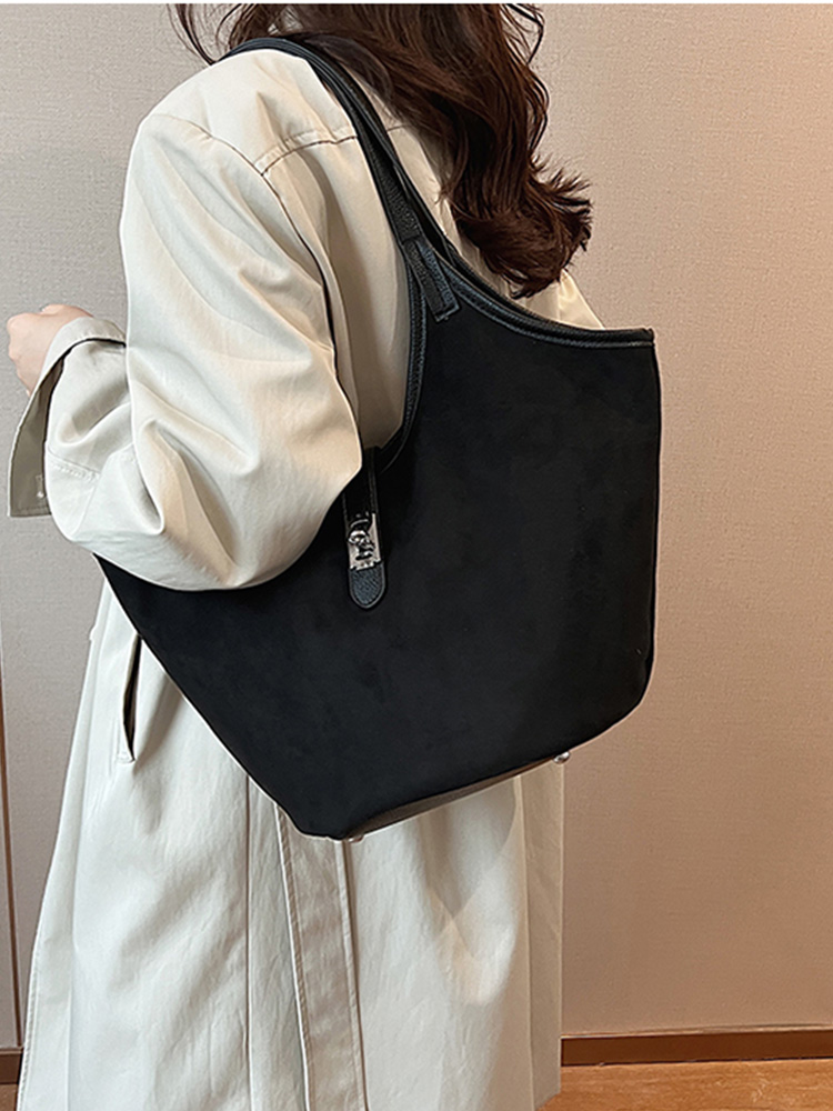 Autumn Winter Vintage Faux Suede Women Bag 2024 Designer New Large Capacity Commuter Handbags Purse Female Casual Shoulder Bags