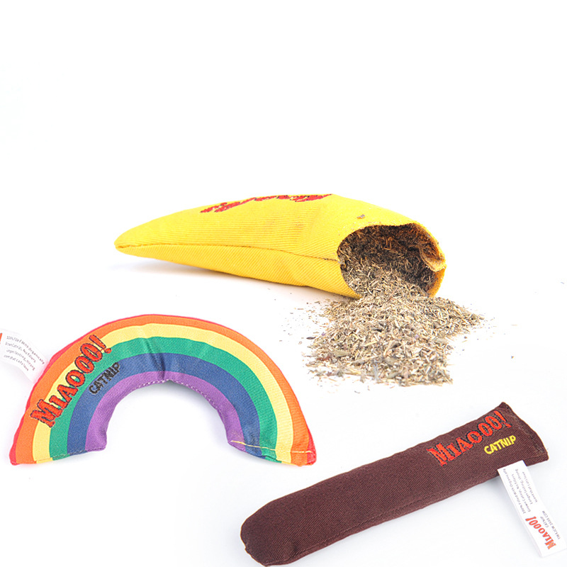 Manufacturer Fully Filled Cat Mint Roll Cat Banana Cigar Cat Mint Plush Toy