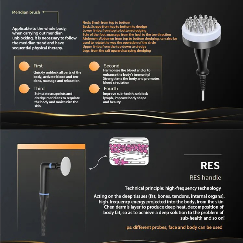 New Vertical 6 IN 1 Black Diamond Fiber Nourishing 448K Device Anti-Aging Skin Tightening Machine Body Sliming Face Lifting Beauty Device