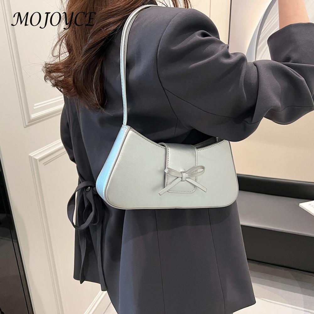 Women Small Underarm Bag PU Leather Leisure Armpit Handbag Solid Color Fashion Shoulder Purse Girls Outdoor Daily Bag