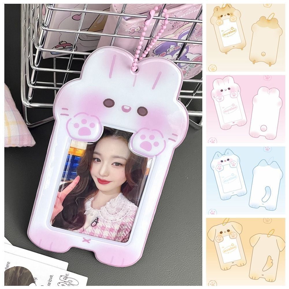 Animal Photocard Holder Portable Hanging Ornaments Hamster ID Card Cover Cartoon Photo Holde