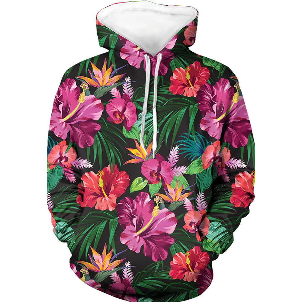 Hoodie for Mens Womens Green Palm Tree Sea Beach Mens Hoodies Pullover Long Sleeve Fleece Hoodie Cozy Sport Casual Outwear Graphic Hoodies sweatshirt