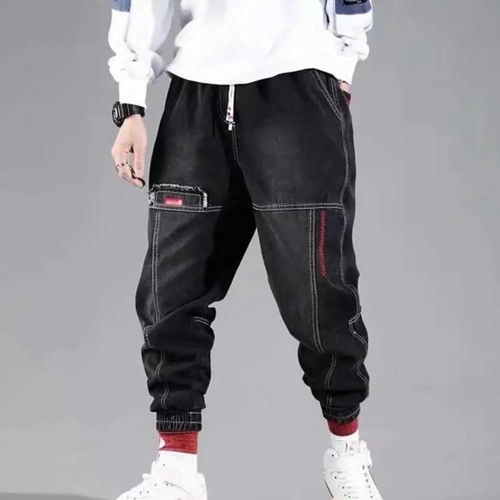 Hip Hop Cargo Pants Men Harem Pants Drawstring Loose Mens Jeans Casual Plus Size Cropped Trousers Autumn Winter Joggers Pants LX241107