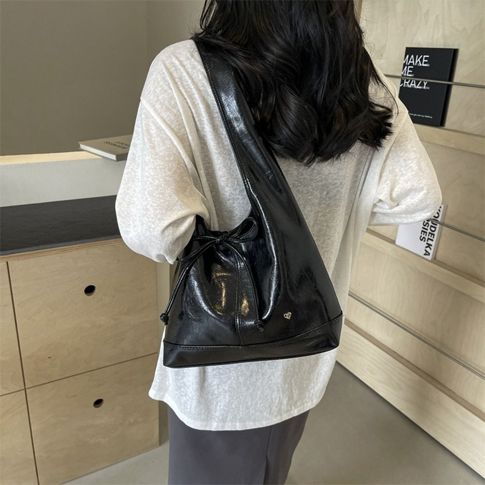 Vintage PU Leather Shoulder Bag for Women Soft Tote Bag Shopper Underarm Bag Fashion Large Capacity Handbag