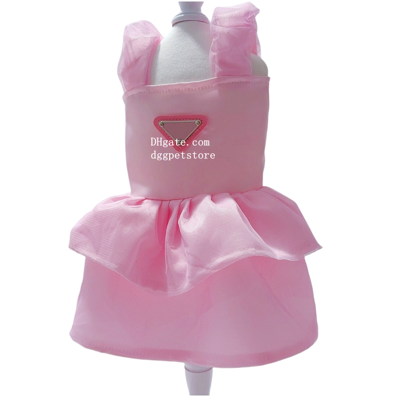free shipping Dress Summer Apparel Girl Puppy Skirt Holiday Dog Clothes Outfit Metal Triangle Tulle Doggie Dresses for Small Dogs Cats Pet Apparel, Bl