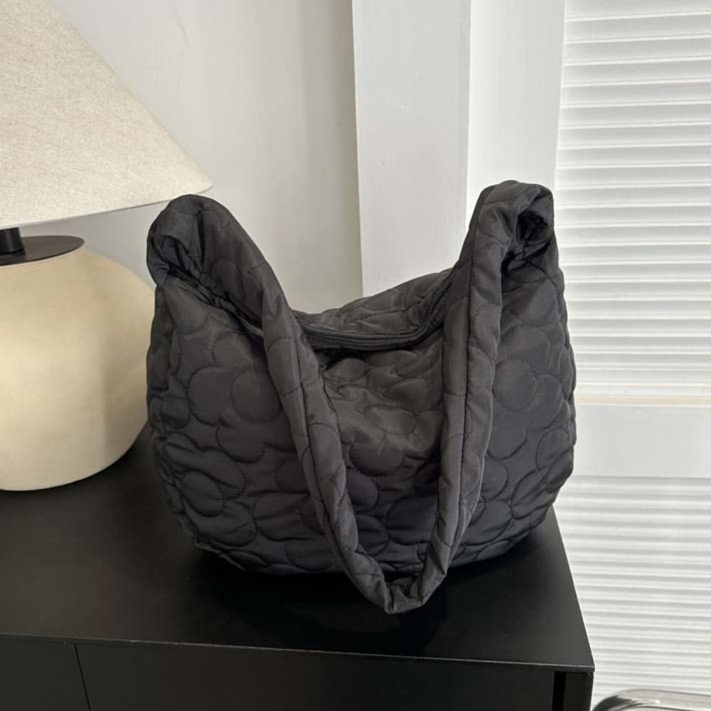 Solid Color Cloud Bubble Shoulder Bag Handbag Large Capacity Space Cotton Underarm Bag Tote Bag Shopping Bag Flower Message Bag