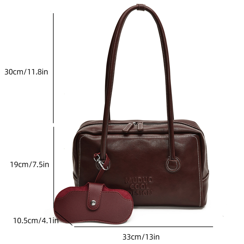 Shoulder Bag for Women with Double Zip Underarm Bag PU Leather with Inner Pocket Hobo Bag for Work Travel